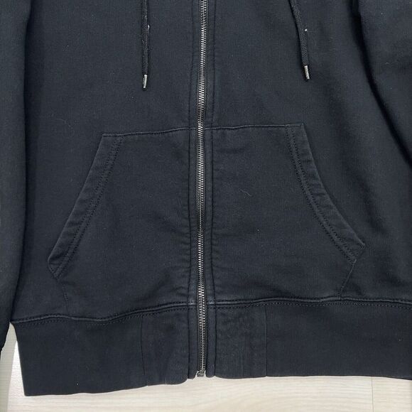 True Religion Hoodie Mens Small Black Gold Chain Spell Out Sleeves Full Zip - Picture 4 of 12